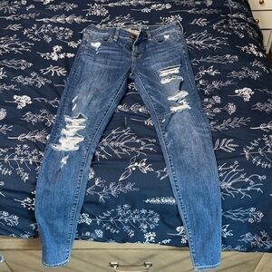 American Eagle Outfitters Ripped Blue Skinny Jeans